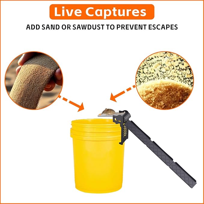 Mouse Trap 4 Pack - Humane Live Catch Auto Reset, Walk The Plank Bucket Trap for Rats & Mice, Fits 5 Gallon Bucket, Indoor Outdoor Multi-Catch