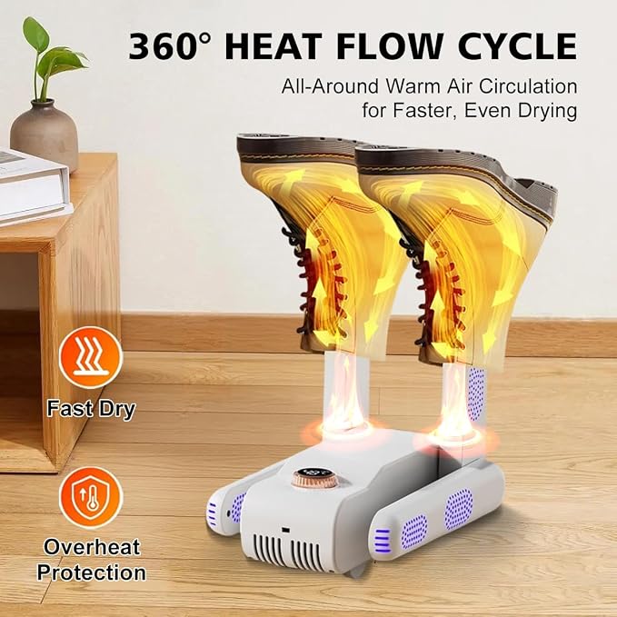 Shoe Dryer with Warm Air, Portable Boot Dryer Deodorizer for Sneakers | Warm air drying for shoes, helps reduce moisture and odor, portable design for home and travel, quiet operation for daily use