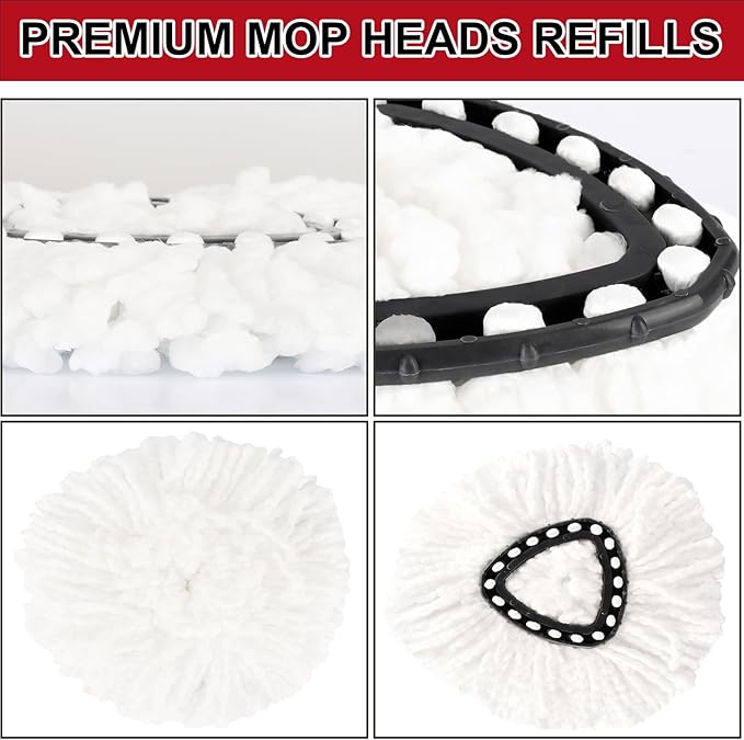 8 Pack Spin Mop Replacement Heads, 100% Microfiber Spin Mop Refill for Easy Wring Compatible with Triangle Spin Mop, 360 Degree Spinning Mop Replace Head for Floor Cleaning