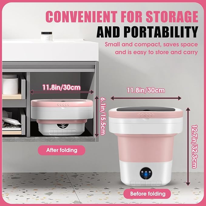 Portable Washing Machine 16L Mini Laundry Washer 3 Modes with Spin Basket Laundry Machine Cleaning Depth Underwear,Baby Clothes Small Shirt for Apartments Dormitories Hotels and Camping (pink)