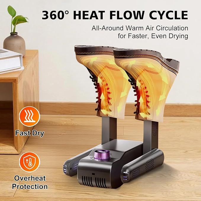 Shoe Dryer with Warm Air, Portable Boot Dryer Deodorizer for Sneakers | Warm air drying for shoes, helps reduce moisture and odor, portable design for home and travel, quiet operation for daily use