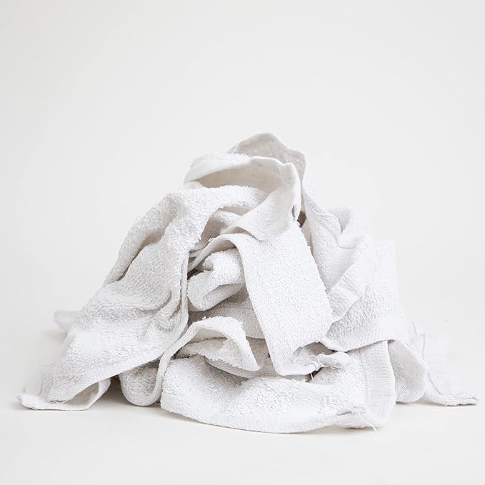 Arkwright W11 Terry Cloth Towels for Cleaning - Soft Cotton Blend Washable Multi-Purpose Bar Mop, Absorbent & Quick Dry, Bulk Box of Rags for Kitchen, Auto Shop, and Garage, 25 lb, White