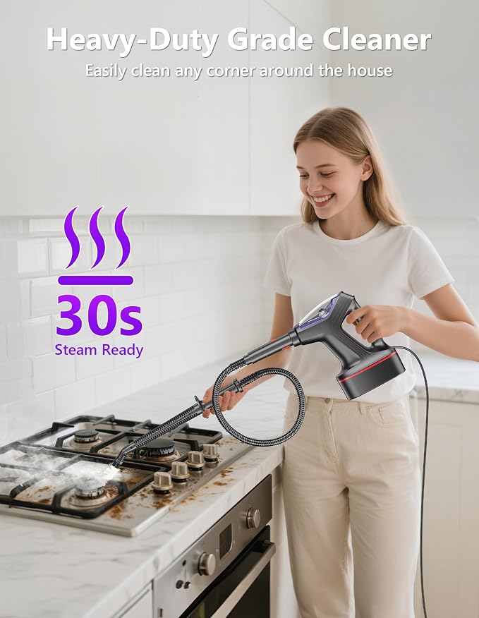 Heavy Duty Steam Mop for Floor Cleaning – All-in-One Detachable Handheld Steam Cleaner for Hardwood, Tile, Grout & Windows – Multipurpose Steamer for Home, Furniture, Walls & Decks