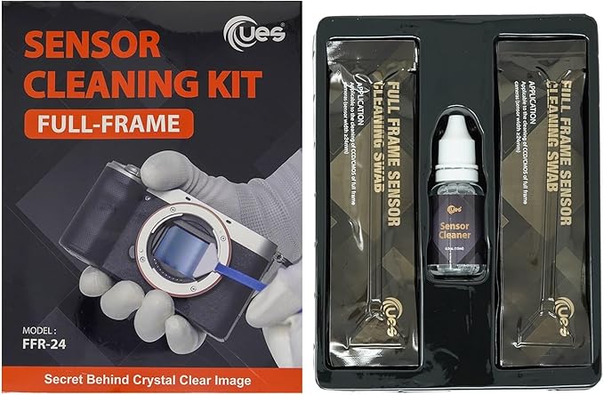 UES FFR24 Full Frame Camera Sensor Cleaning Kit: 14 x 24mm Sensor Cleaning Swabs and 15ml Sensor Cleaner Liquid Solution for Sony Nikon Canon Full-Frame DSLR & Mirrorless CMOS CCD