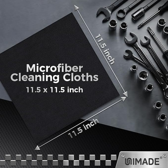 UNIMADE Microfiber Cleaning Cloth, 200 Pack Microfiber Towels for Cars Reusable Shop Rags Bulk Lint Free Cleaning Towels for Car Kitchen Automotive Bar Mechanic Restaurant Garage, 11.5"x 11.5", Black