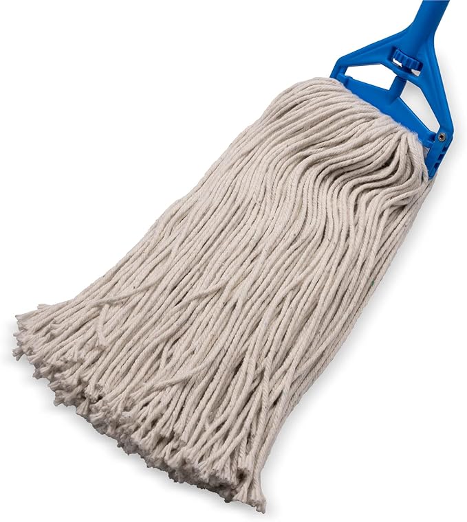 SPARTA Flo-Pac Cotton Mop Head, Cut-End, Narrow Band with White Band for Organized Cleaning, 44 Inches, Tan, (Pack of 12)