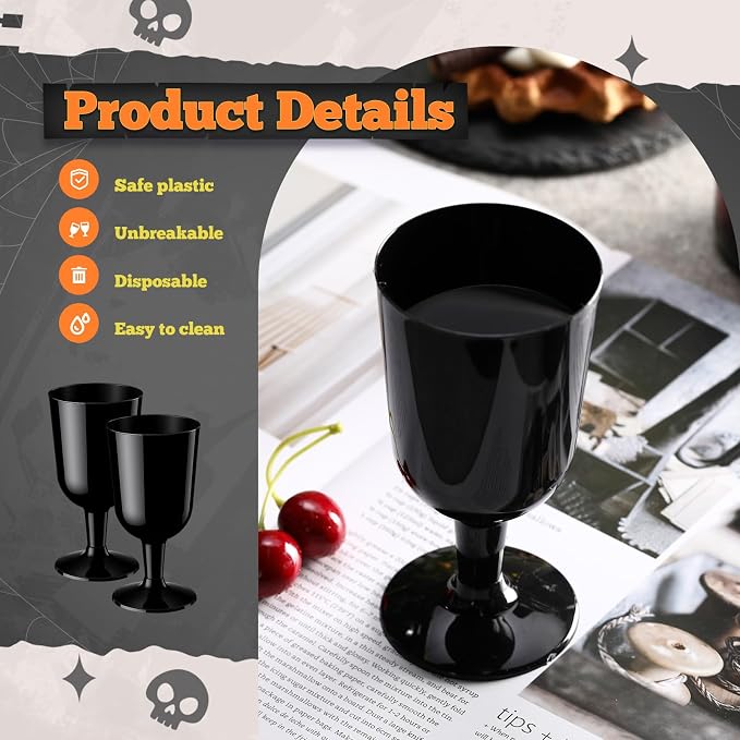 Jingmore 96 Pcs Plastic Wine Glasses 7 oz Plastic Goblets Party Wine Cups Hard Drinking Glasses with Stem Stackable Goblets Champagne Flutes for Wedding Toasting Birthday Party Supplies