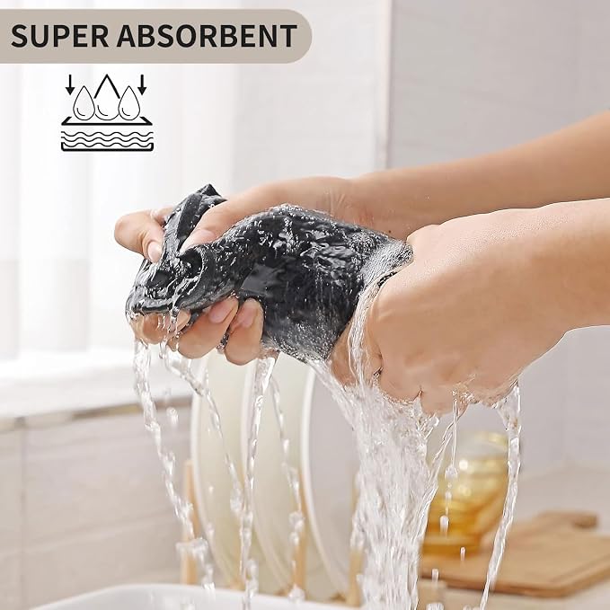 Kitinjoy 100% Cotton Waffle Weave Kitchen Hand Towels (13 X 28 Inches, Black), 12-Pack Super Soft and Absorbent Dish Towel for Drying Dishes