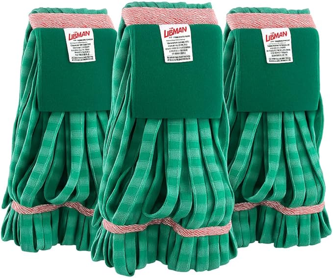 Libman Commercial 3 Pack – Large Microfiber Looped-End Wet Mop Head with Scrub Pad (#1831) – Tube-Style Microfiber Mop Refill, Heavy Duty, High Absorbency, Fits Clamp & Quick-Change Handles