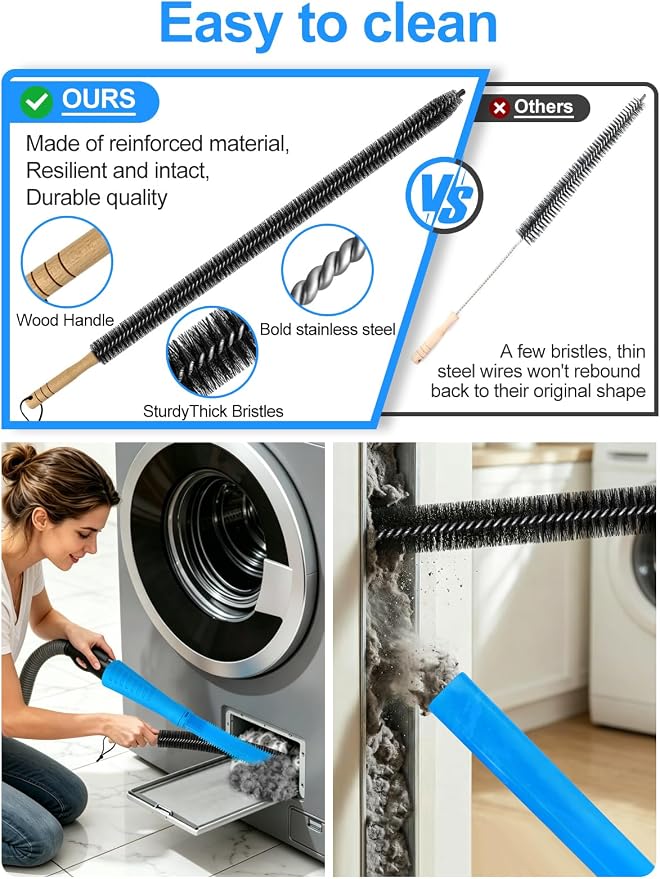 4" 8feet Dryer Vent Hose and Cleaning Kit,Dryer Vent Cleaner Kit,Dryer Vacuum Hose Attachment with Dryer Lint Brush&Dryer Cleaning Hose,Dryer Duct Cleaning Kit,Dryer Lint Cleaner,Dryer Vent Kit
