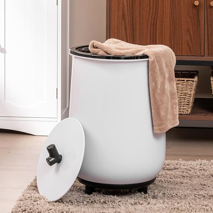 Giantex Towel Warmer Bucket, 23L Large Hot Towel Bucket for Bathroom Spa, Wood Handle, 3 Heating Modes, Adjustable Timer & Auto Shut Off, Fits Up to Two 40" x 70" Oversized Towels, Blankets, Black