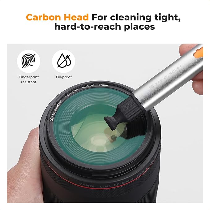 K&F Concept® Multifunctional Lens Cleaning Pen, Replaceable Pen Tip with Cleaning Brush+Carbon Tip*2+APS-C Sensor Swab*2+Full-Frame Sensor Swab*4 for Camera Filters Telescope Drone AR VR Tablet