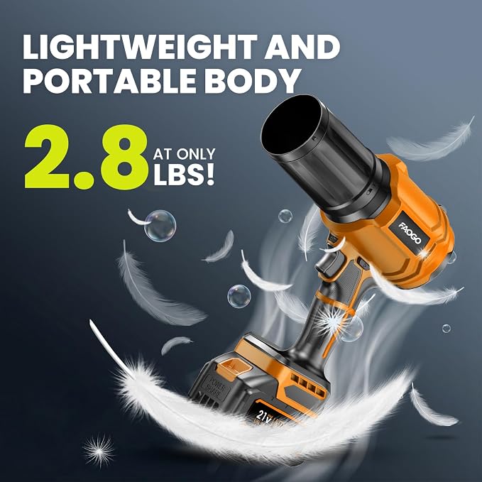 Cordless Leaf Blower with 2 Batteries & Charger - 990,000 RPM Electric Handheld Blower, Lightweight, Double Run Time for Lawn, Yard, Patio, Garden Cleaning