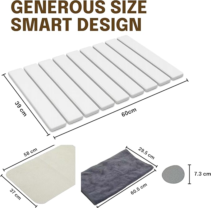 Large Stone Drying Mat for Kitchen Counter 24"x16" – Diatomite Dish Absorbing Surface, Easy Clean, Durable Countertop Pad for Sink Use