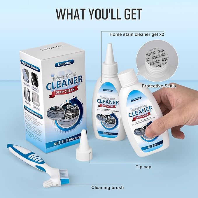 Leopong Home Cleaner Gel, Cleaner for Washing Machine, Refrigerator Strips, Household Shower, Kitchen Sinks, Walls, Tiles, Bathrooms- 5 fl oz