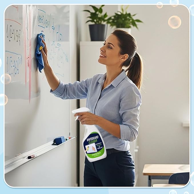 Fuyoooo 4 Pack Whiteboard Cleaner Spray 17 Fl oz Dry Erase Board Cleaning Spray Removes Stubborn Marks from Chalkboard for Classroom Chalkboard Home Office