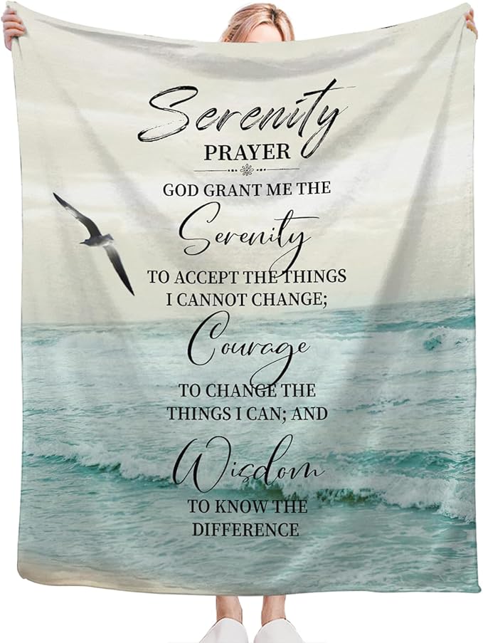 Tijuboni Serenity Prayer Bible Throw Blanket Christian Gifts for Women Men Girls Boys Kids Adults Soft Flannel Fleece Blanket for Couch Sofa Bed Home Decor 50"x60"