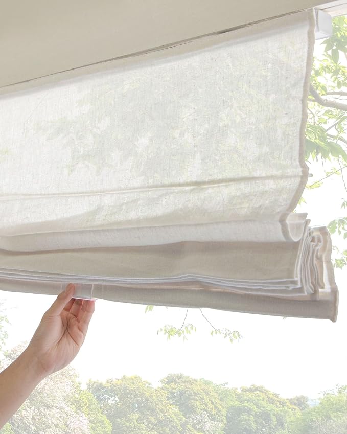 Chicology Cordless Roman Window Shade, Pacific White, 39" W x 64" H | Cordless Child-Safe, Room Darkening UV, Inside/Outside Mount, True-to-Size No Cut, Rich Textured Fabric, Spot-Clean Care Only