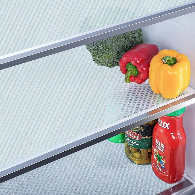 Bloss Refrigerator Liners Mats, Easy to Clean Fridge Liners, Washable Fridge Covers Pads, Shelf Liners for Kitchen Cabinets, Protect Freezer Shelves(Grid,18" x 157")