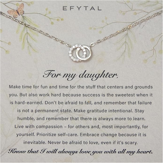 EFYTAL Mother Daughter Necklace, 925 Sterling Silver Mom Daughter Gifts, Mom Necklace for Women, Mother of the Bride Gifts
