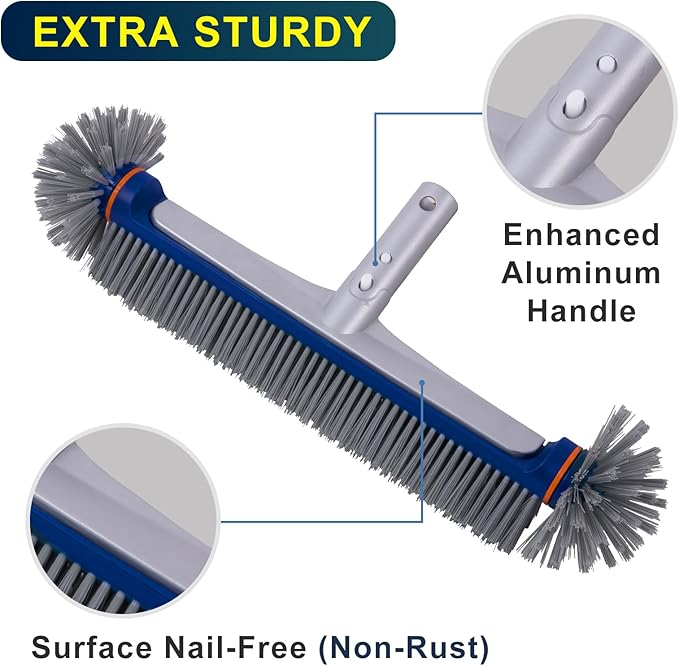 POOLAZA 17.5" Round Ends Pool Brush & Durable Fine Mesh Pool Net Skimmer