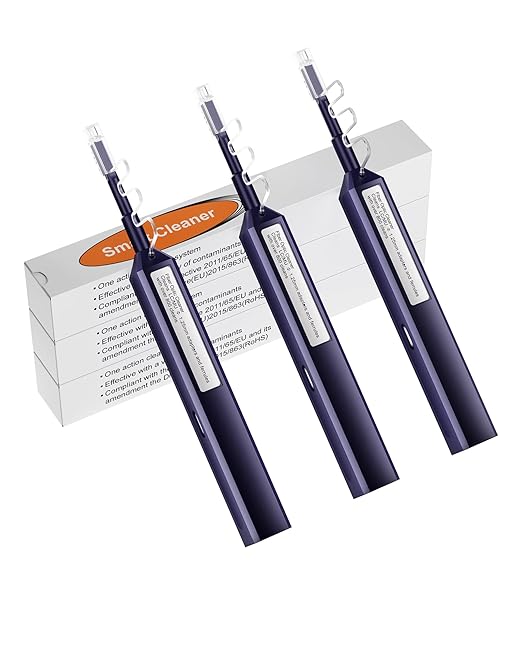 3PCS LC Fiber Cleaner Tool， LC/MU 1.25mm Ferrule Connectors Fiber Optic Cleaning Pen, One Click Cleaner, Over 800 Cleans Bule.