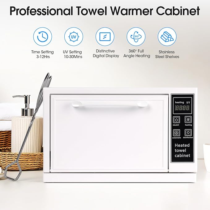 Hot Towel Warmer for Facials, 5.5L Compact Towel Warmers Spa with Digital Screen & Adjustable Time, Multi-Functional Hot Towel Cabinet for Salon, Esthetician and Home