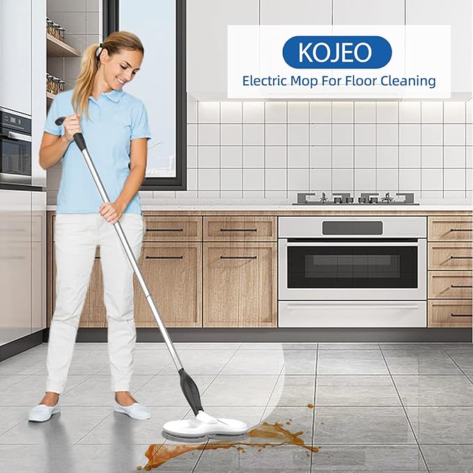 Electric Mop for Floor Cleaning and 4-Pack 6.3in Electric Mop Replacement Pads