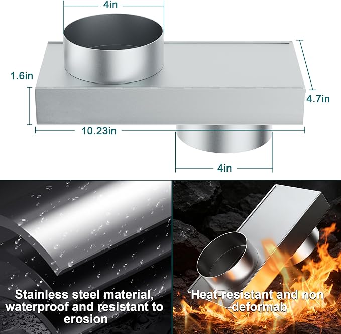 84049 Periscope Dryer Vent, Upgraded Stainless Steel Adjustable 0-5" Telescoping Dryer Vent Adapter, Ultra Slim & Flat Low Profile Design-Space-saving Replacement Vents (Silver)