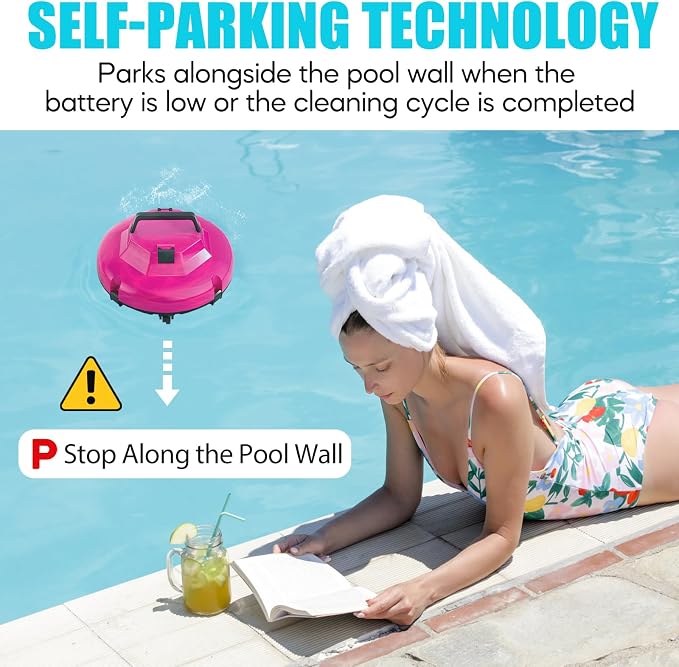 2026 Cordless Robotic Pool Cleaner, Pool Vacuum for Above Ground Pool with 120 Mins Runtime, Auto-Parking Robot Pool Cleaner for Inground Flat Pools Up to 1000 sq.ft