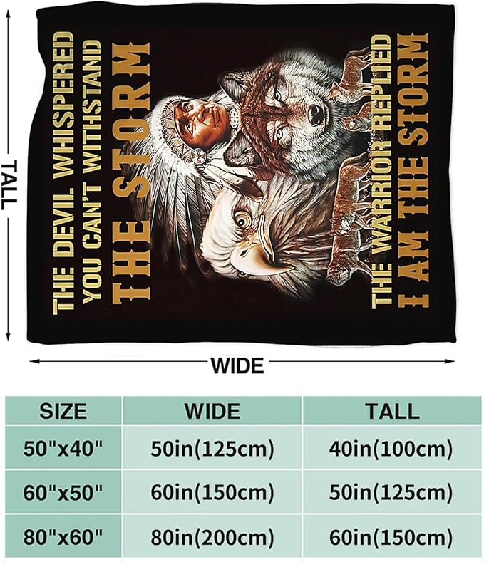 Tijuboni Native American Throw Blanket Indian Wolf Eagle Gifts for Women Men Girls Boys Kids Adults Soft Flannel Fleece Blanket for Couch Sofa Bed Home Decor 50"x60"