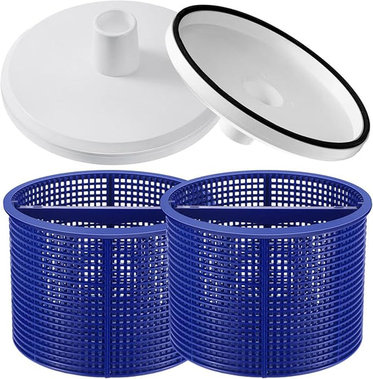 2pcs 7'' SPX1082CA Pool Skimmer Basket and 2 Pcs SP1106 Vacuum Plate Compatible with Hayward Skim Vac In-Ground Swimming Pool Skimmer SP1082, SP1083, SP1084, SP1085, SP1086, SP1075(Blue)