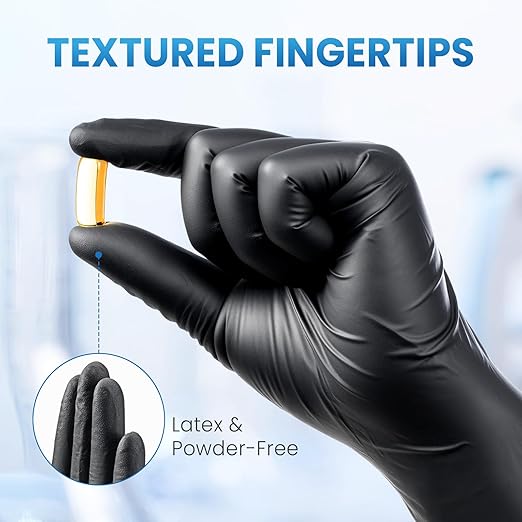 Borje Nitrile Gloves Large, 1000 Count Disposable Gloves, Black, Latex-Free Powder-Free, Medical Exam, Food Safe, Cleaning, Cooking