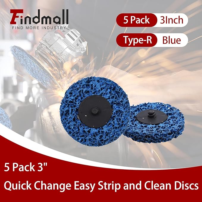 ‎findmall 5 Pack 3" Quick Change Easy Strip and Clean Discs, Premium Abrasive Wheels for Paint, Rust, and Surface Prep, Fits Angle Grinders