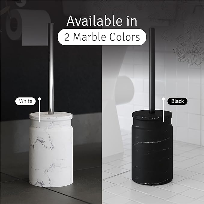 Toilet Brush and Holder Set - Toilet Bowl Brush and Holder with Sturdy Bristles for Thorough Cleaning - Concealed Matte Black Bathroom Accessories Toilet Cleaner Brush for Bathroom
