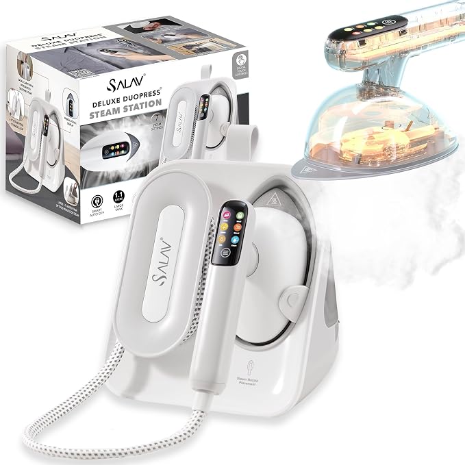 Smart Steam – 2-in-1 Handheld Garment Steamer & Iron with 6ft Steam Hose, 7 Steam Levels, Digital Display, 1.1L Tank, Steam Burst, Auto-Off Safety, For Home & Upholstery