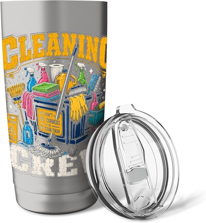 Cleaning Crew Funny Custodian Teamwork Gifts for Men Women Stainless Steel Insulated Tumbler