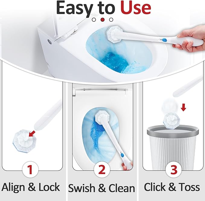 120 Pcs Toilet Wand Refills Compatible with Clorox ToiletWand System, Disposable Brush Heads with Dense Fibers, for Deep Toilet Bowl Cleaning
