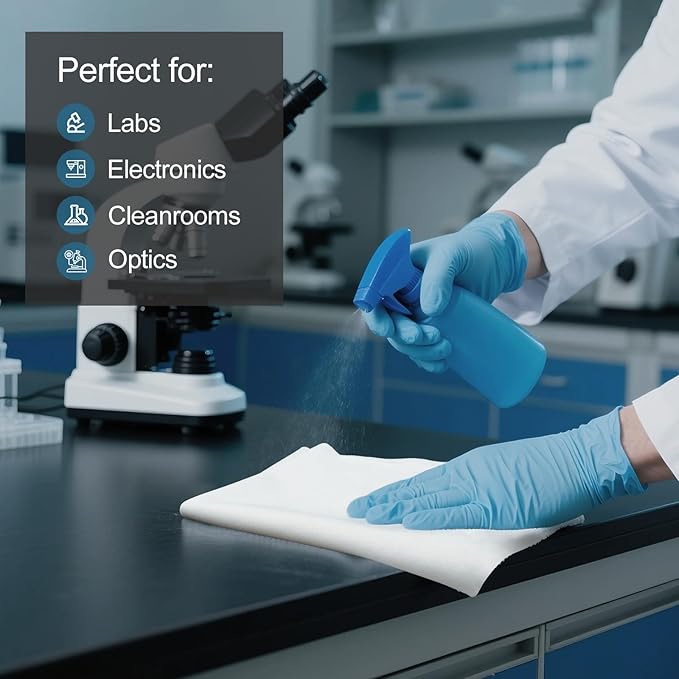 AAwipes Double Knit 100% Polyester Wipers Light Weight Version (120GSM, 9"X9", 150pcs/bag) Cleanroom Cloth Wipes Laser Sealed Edge, Ultra-soft (CP12009)
