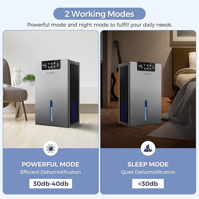 Dehumidifier, Dehumidifiers for Home(1000sq.ft), 98 OZ Dehumidifier Washable Air Filter, Dehumidifiers for Basement with Drain Hose, Auto Shut Off, Timer Setting, Humidity Display, Gray