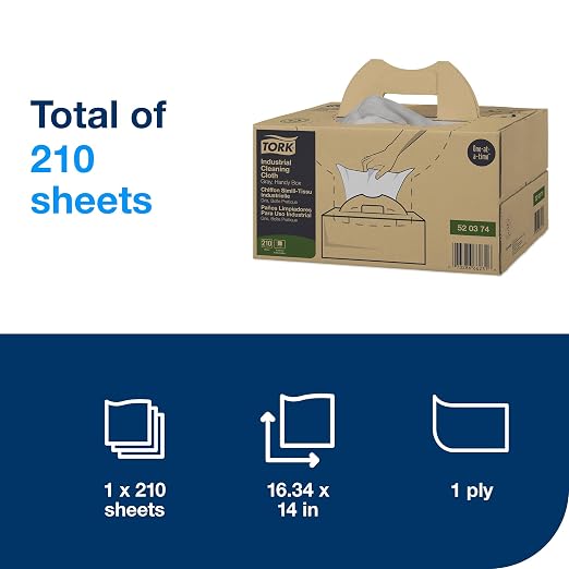 Tork Industrial Cleaning Cloth Gray W7, One-at-a-Time Dispensing, 1 x 210 Cloths, 520374