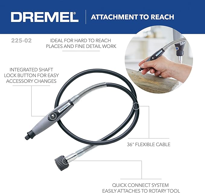 Dremel 575 Right Angle Attachment for Rotary Tool with Flex Shaft Rotary Tool Attachment with Comfort Grip and 36” Long Cable