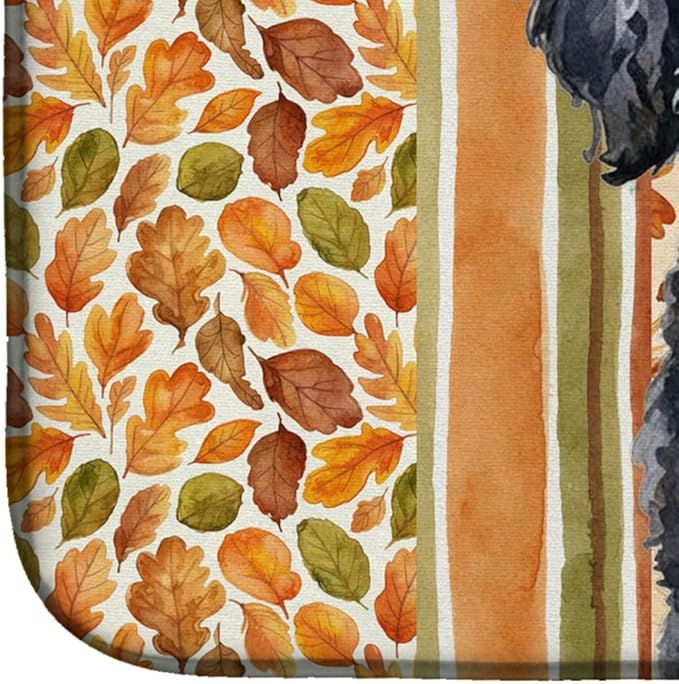 Caroline's Treasures Toy Black Poodle Heirloom Fall Dish Drying Mat Absorbent Dish Drying Mat Pad for Kitchen Counter Dish Drainer Mat for Countertop, 14 x 21", Multicolor