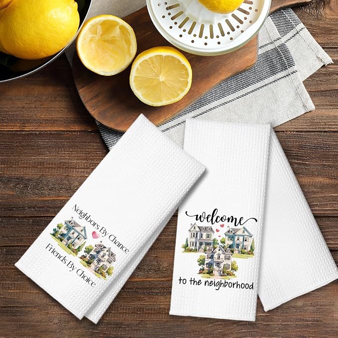 Neighbors by Chance Friends by Choice Kitchen Towels 2 Pack, Kitchen Towels Set for Housewarming, Housewarming Gifts for Homeowners Neighbor Friend, First Time Home Owner Gifts Ideas