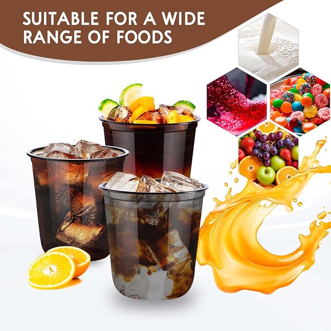 KesaPlan 100 Pcs 12 oz Black Clear Plastic Cups, Disposable Stemless Wine Glasses for Halloween Graduation Party, Round Bottom Plastic Cocktails Cups, Disposable Cold Drinks Cup for Birthday Wedding