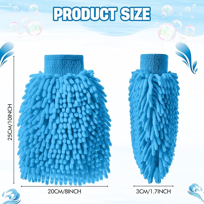 24 Pack Car Wash Mitt Bulk Microfiber, 10'' x 8'' Chenille Car Wash Mitt Gloves, Scratch Free Double Sided No Lint No Marks for Truck SUV and All Vehicle Surfaces (4 Colors)