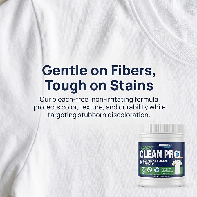 Armpit Stain Remover Enzyme Laundry Powder - Sweat, Yellow & Deodorant Stain Remover for White Clothes, Odor Eliminator, Hyper-Concentrated Formula, Gentle on Fabrics - 500g