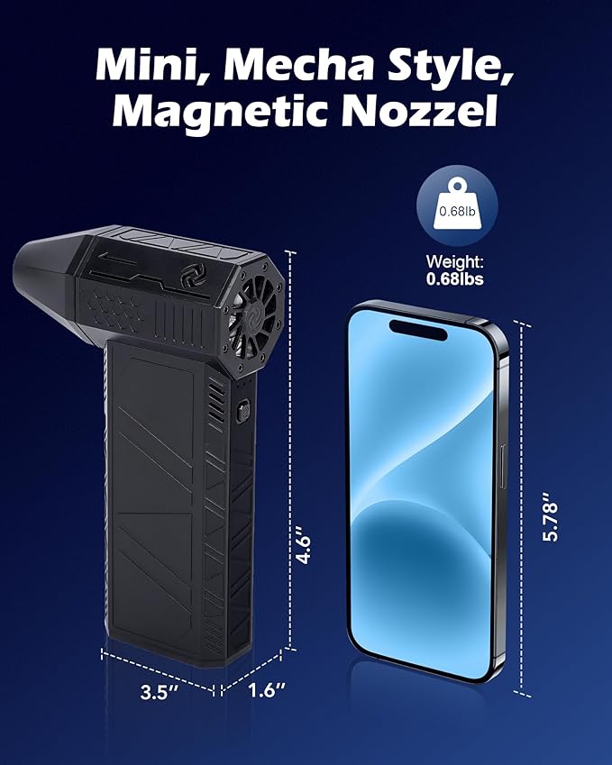 Turbo Fan for Car, Portable Handheld Blower 130000 RPM, High-Speed Air Duster for Detailing, Computer Keyboard Cleaning, Camera Lens Dust Removal