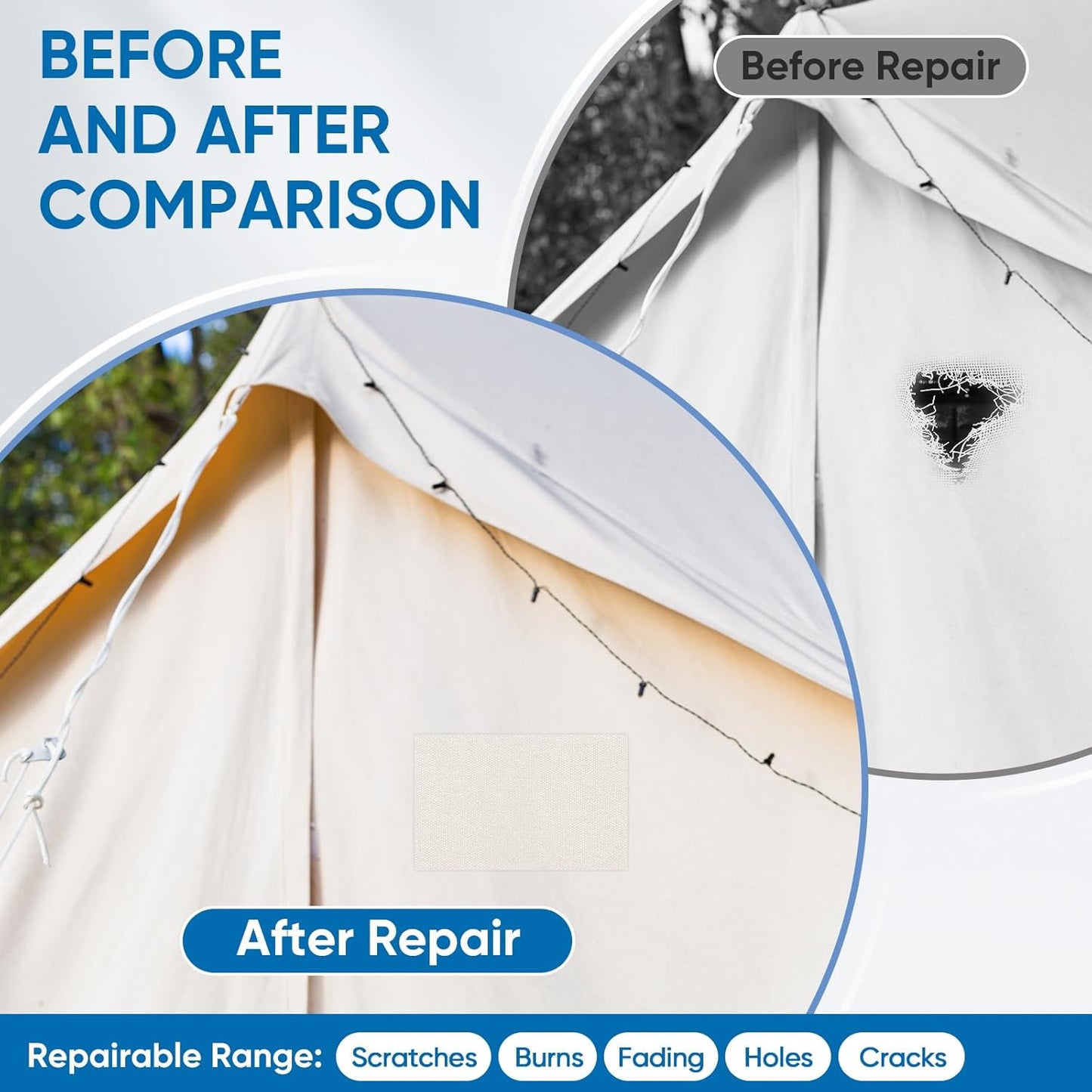 Oversized Canvas Patch 16 "x31, Self-Adhesive Waterproof Canvas Patch Set for Repairing Tents, Couch, Boat Covers, Camping Chairs, Awnings, Car Seats.(Black)