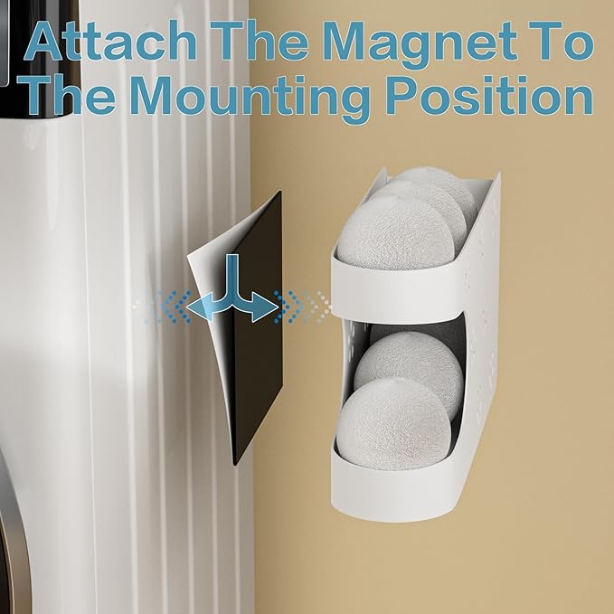 Magnetic Laundry Room Dryer Ball Holder & Organizer - Automatic Roller Chute Container With Balls